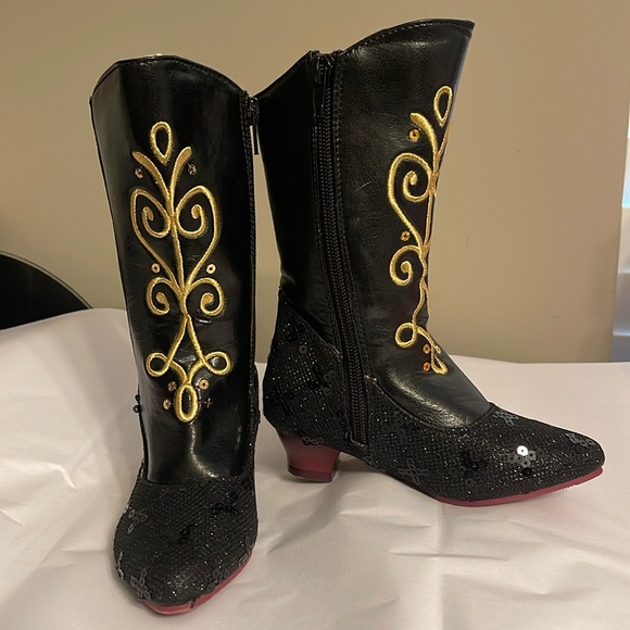 NEW Disney Store Anna Boots Sequin Costume Shoes Girl Child Frozen US 9/10 - Picture 1 of 14